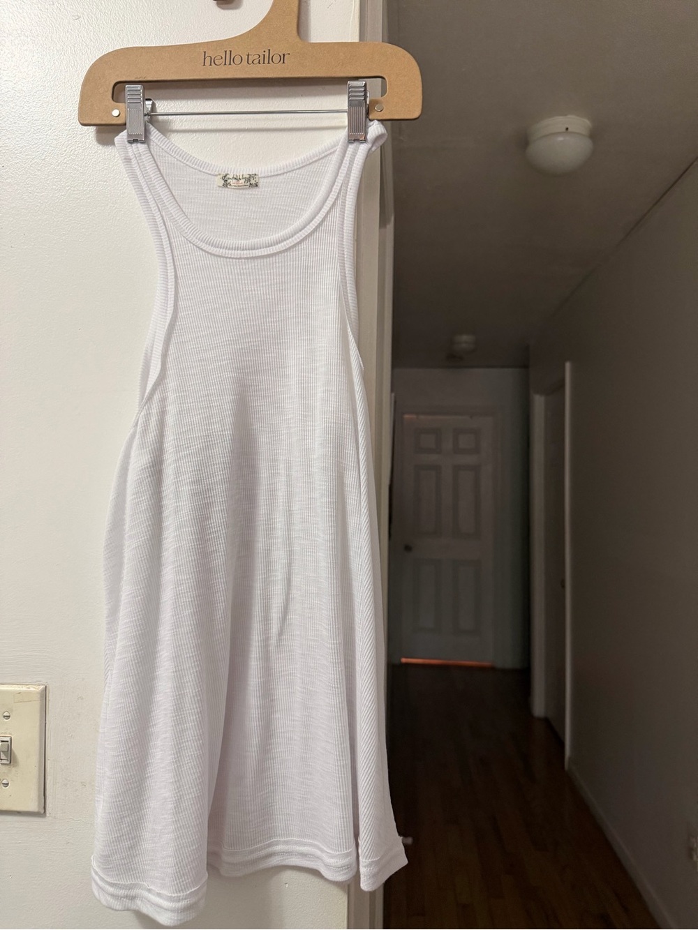 Free People White Ribbed Tank Top